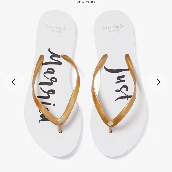 Kate Spade Just Married Gold and White Flip Flops - Picture 4 of 4